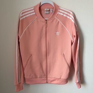 Adidas Peach & White Track Jacket 3 Stripes Sleeves Size Large